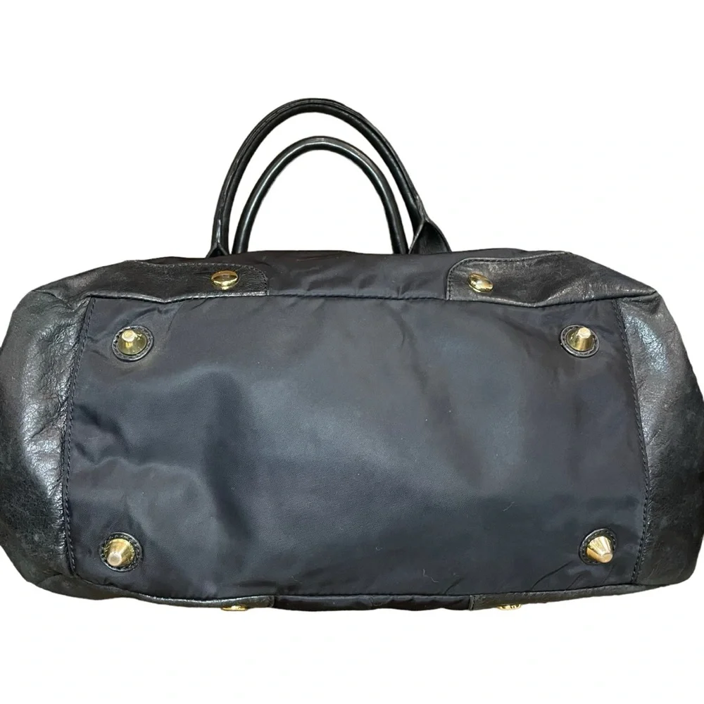 Per Se By Carlisle Black Nylon Leather Purse With Gold Accents Shoulder Bag - Picture 7 of 15